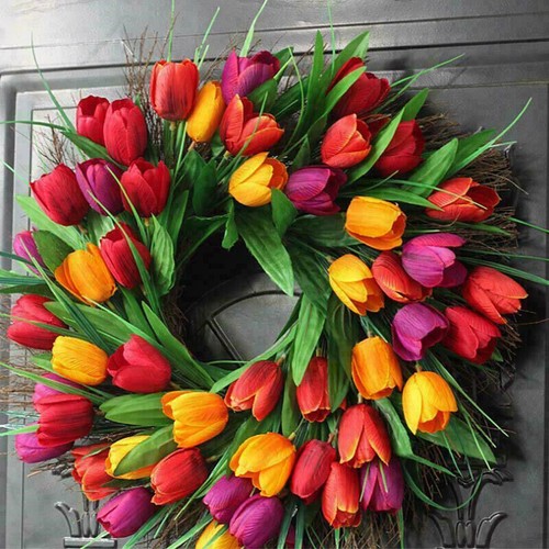 Artificial tulip wreath spring - tulip,