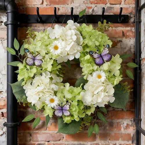 Silk flower wreath hydrangea - silk,