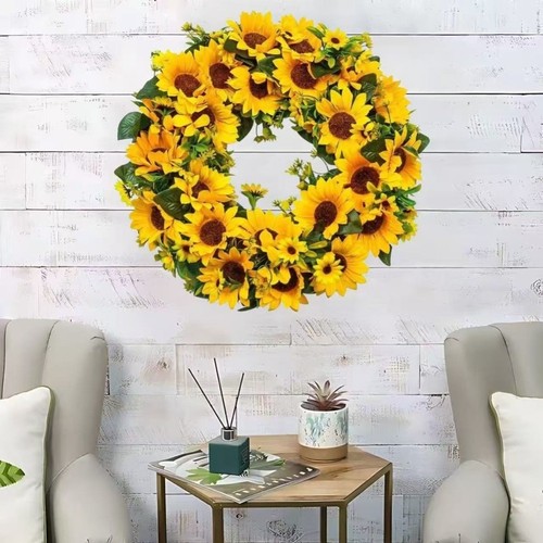 Faux sunflower wreath 40x40cm - faux,
